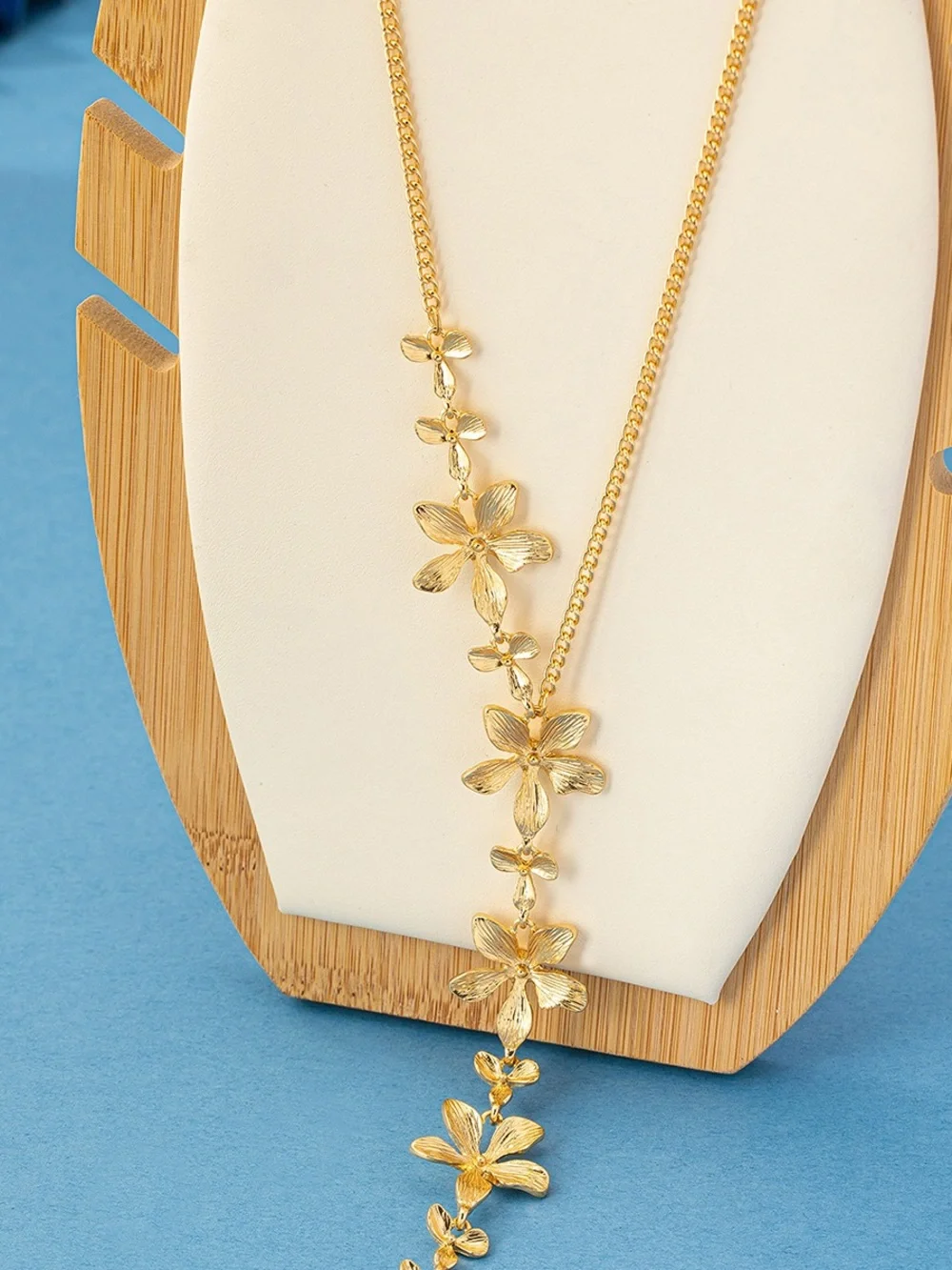 Anthropologie Gold Floral Y-Drop Necklace